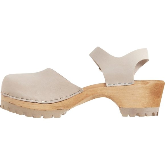MIA Made in Europe Freja Mary Jane Swedish Clogs - Italian Leather Taupe  367sn - Picture 4 of 8